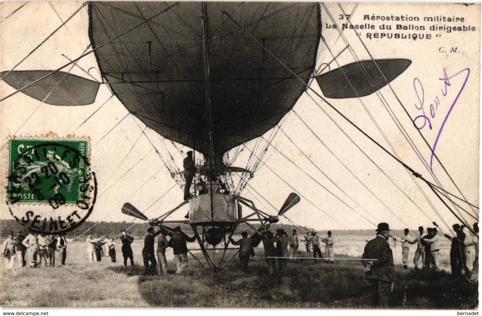 AEROSTATION MILITAIRE .. LA NACELLE DU BALLON DIRIGEABLE REPUBLIQUE - Dirigibili