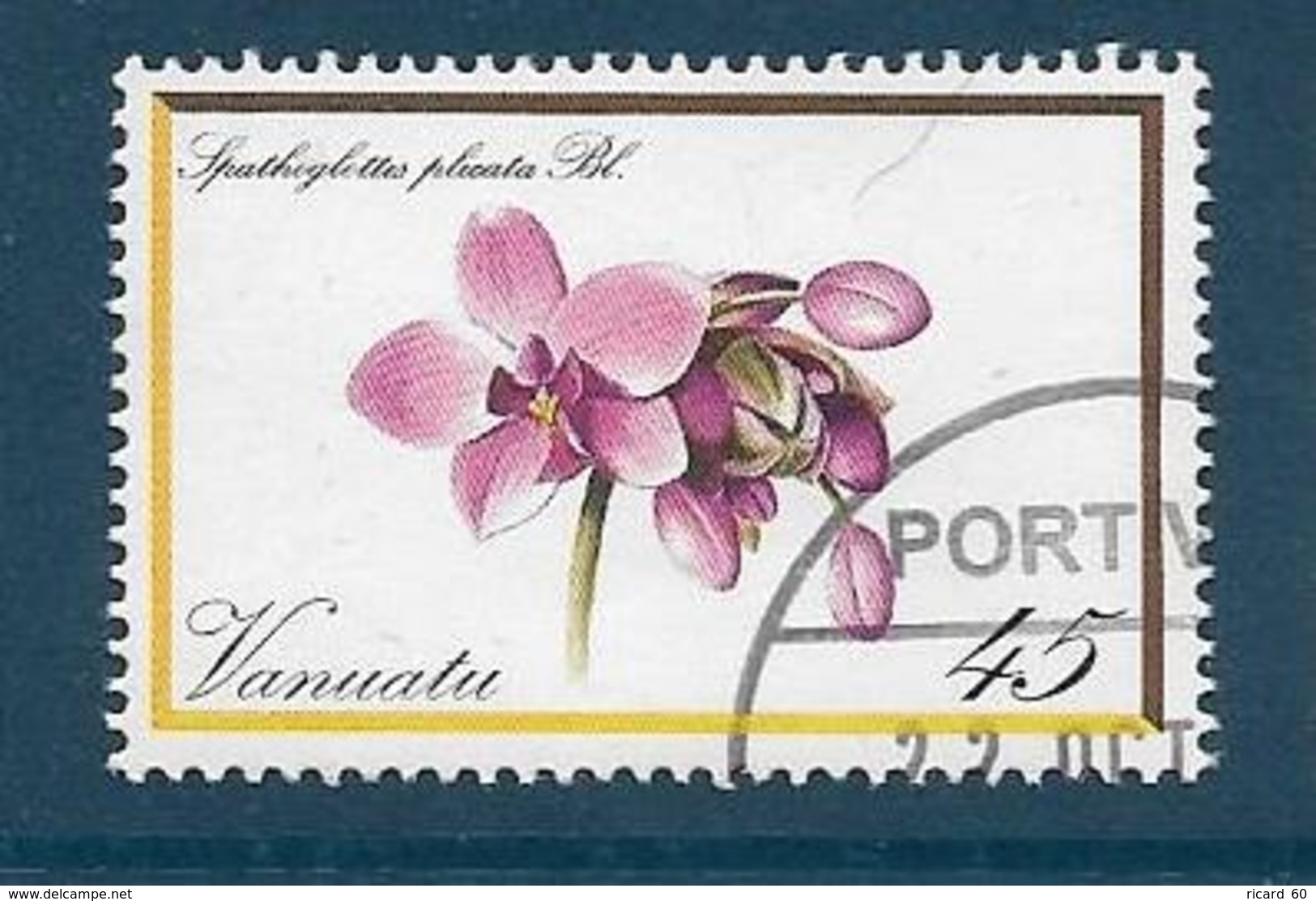 Timbre Oblitéré Vanuatu, N°651 Yt, Orchidée, Fleur, Spathoglottis Plicata, 1982 - Vanuatu (1980-...)