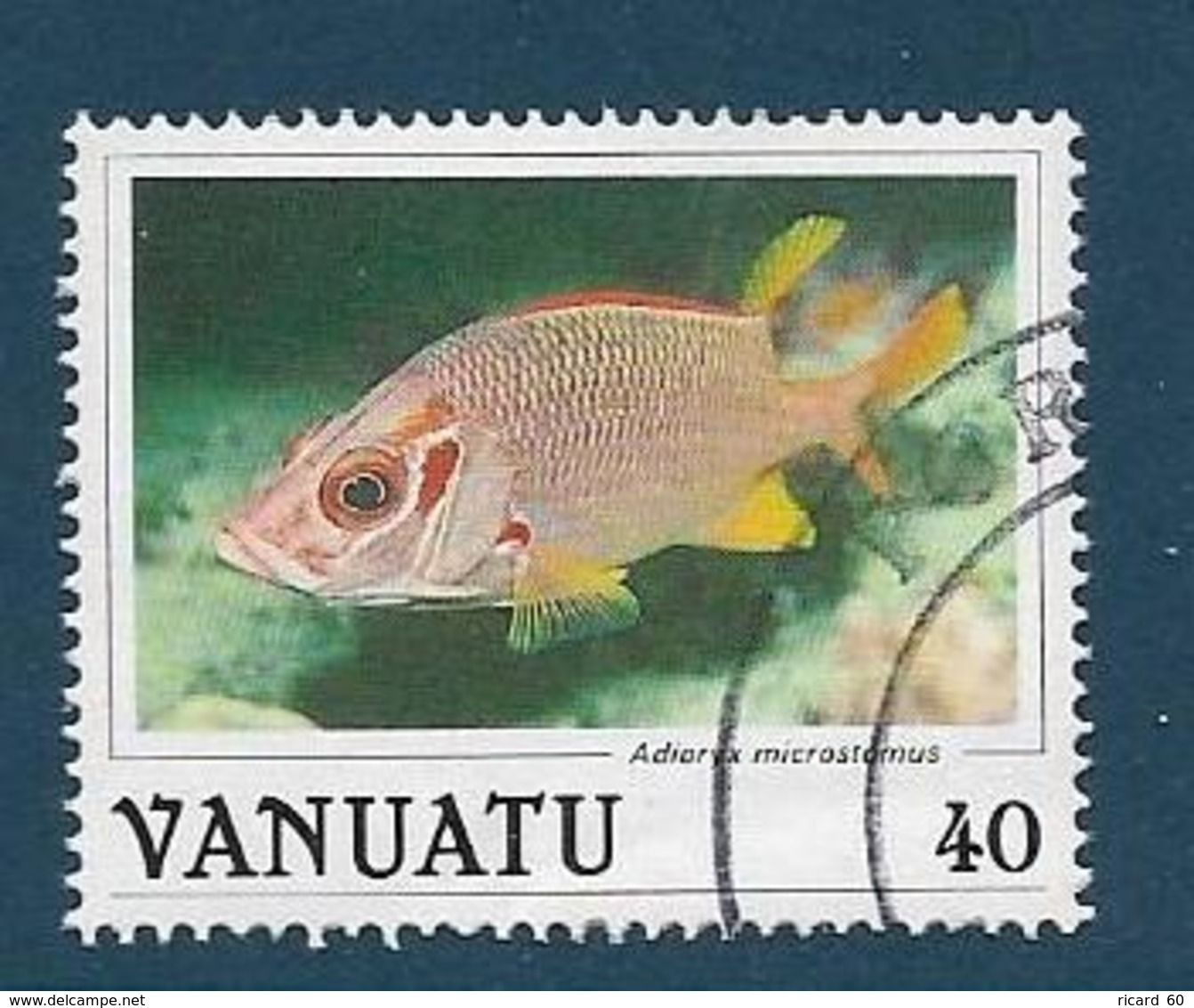 Timbre Oblitéré Vanuatu, N°776 Yt, Faune Marine, Poisson , Adioryx Microstomus, 1987 - Vanuatu (1980-...)