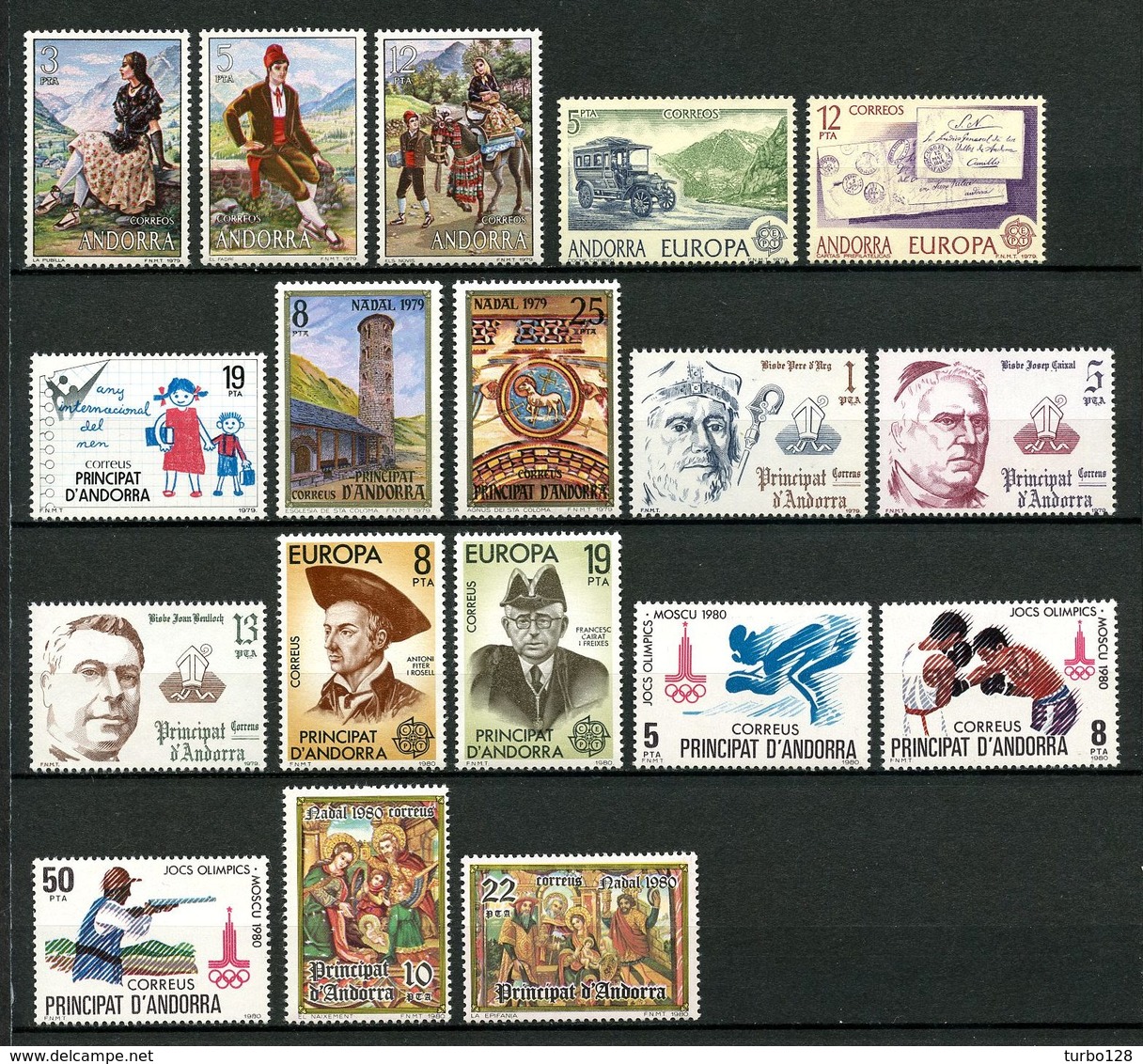 ANDORRE ESPAGNE Années 1979/1980 Complètes N° 113/130 ** Neufs MNH Luxe C 10 € Jahrgang Ano Completo Full Year - Neufs