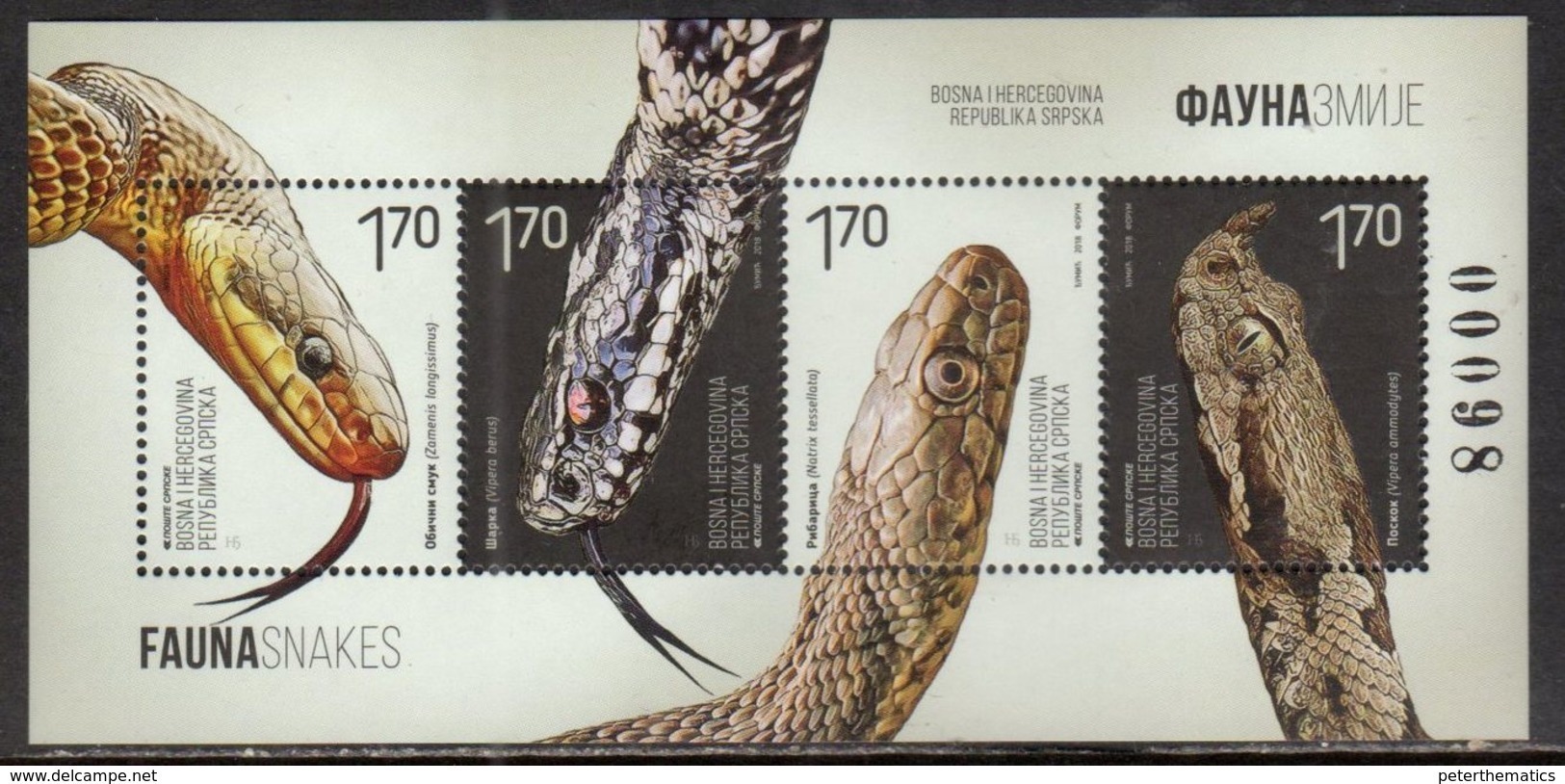 BOSNIA, SERB, 2018,MNH, REPTILES, SNAKES, SHEETLET - Snakes