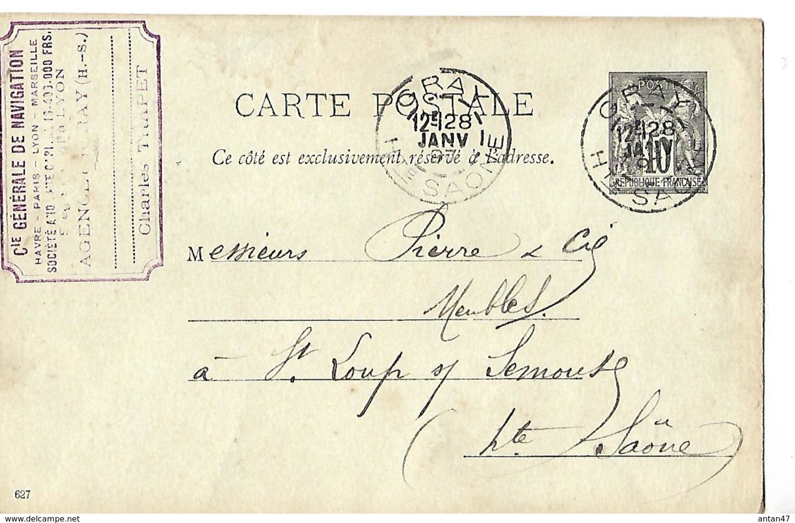 Carte Commerciale 1897+ Fiche  Décompte 1913 / 70 GRAY / Compagnie De Navigation / Pb Glace, Baisse Barrages - Transports