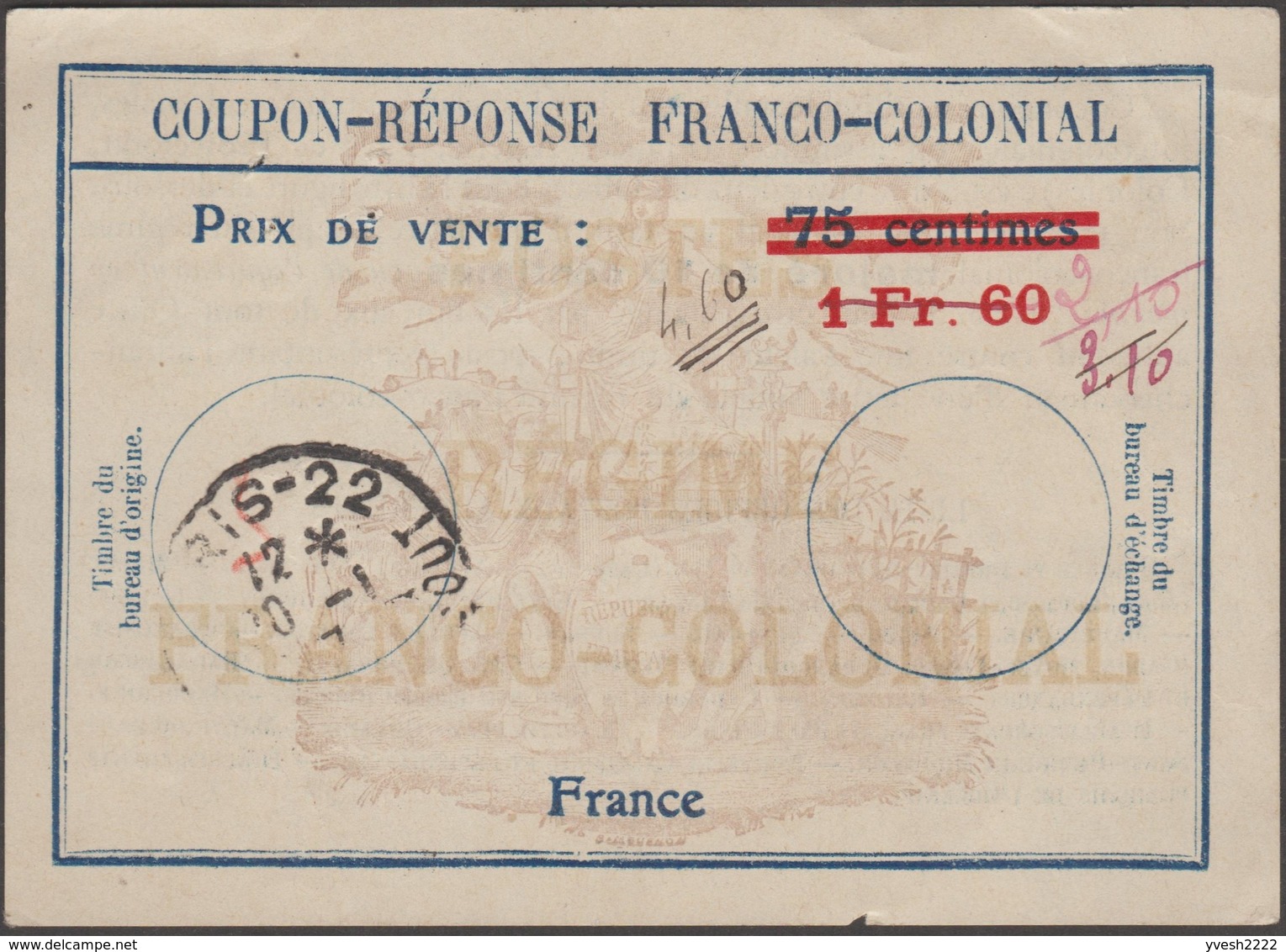 France, 3 Coupons Réponse International Et Franco-colonial. Rares, Voir Scans - Cupón-respuesta