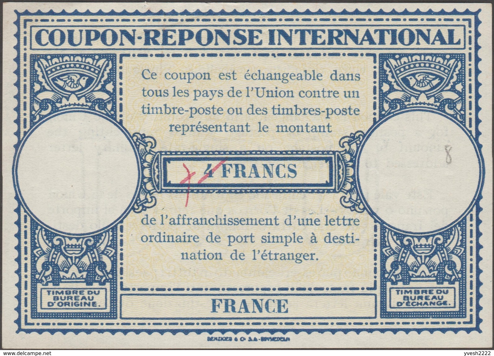 France, 3 coupons réponse international et franco-colonial. Rares, voir scans