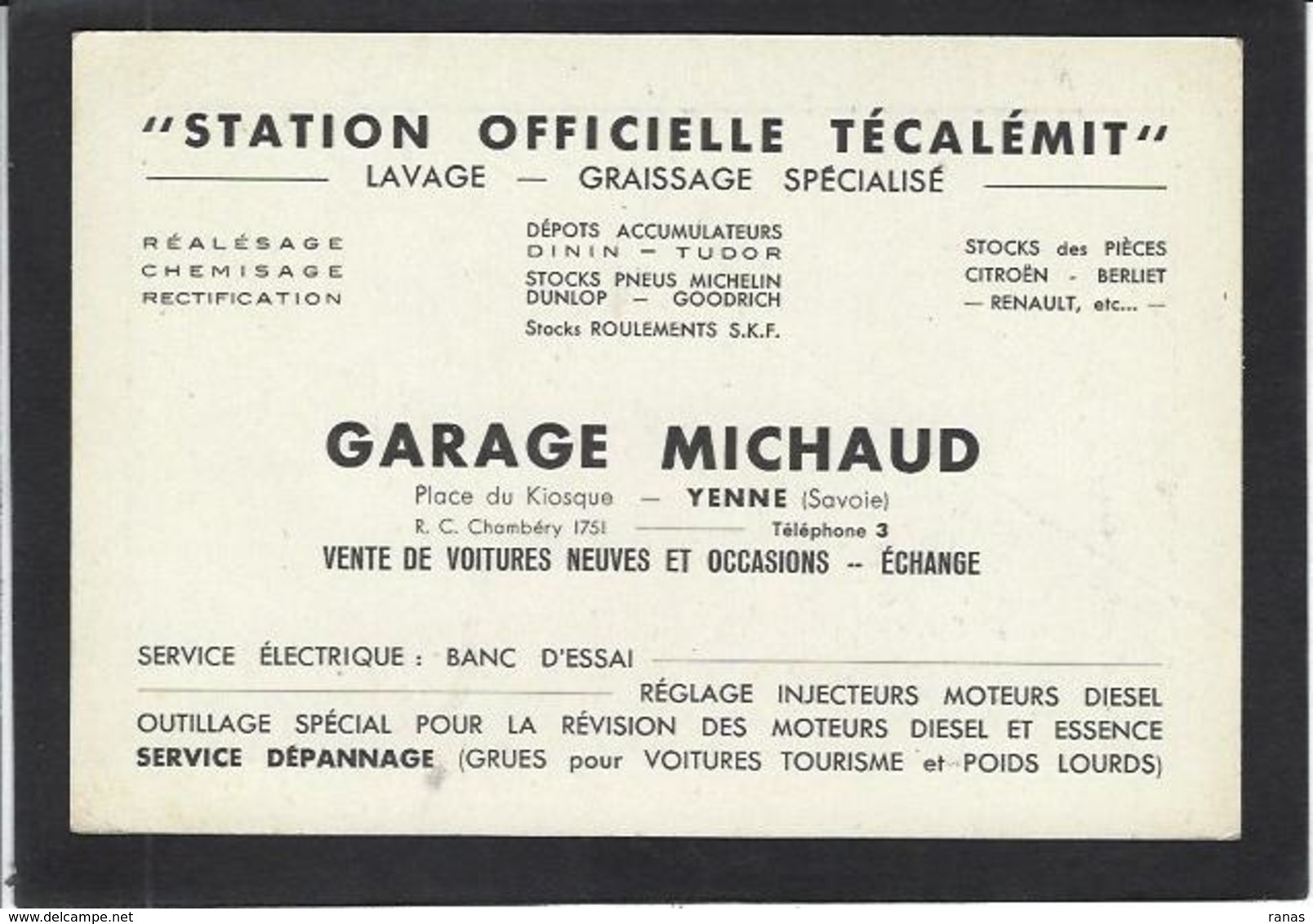 CPA Publicitaire Réclame Non Circulé Yenne Savoie Garage Michaud Voiture Automobile - Yenne