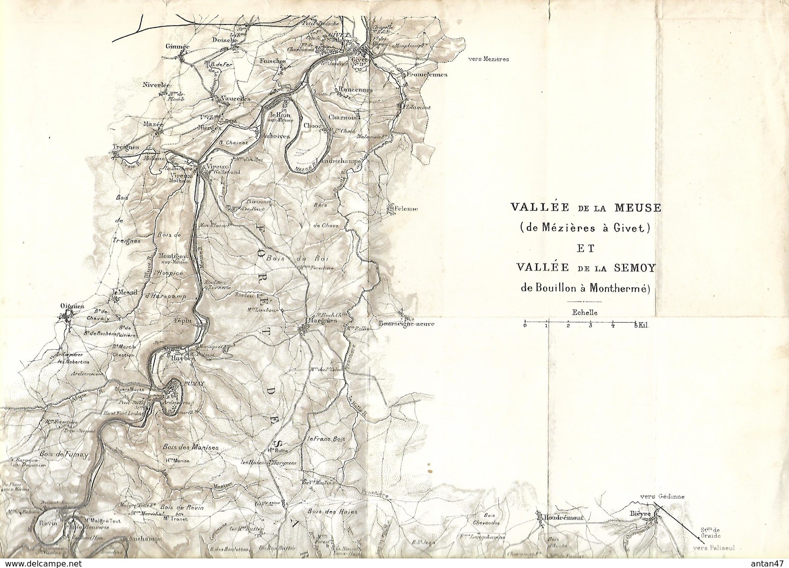 Carte AncienneTopographique Vallée De La MEUSE (Mézières Givet)  Et Vallée De La SEMOY (Bouillon-Monthermé) - Topographische Karten