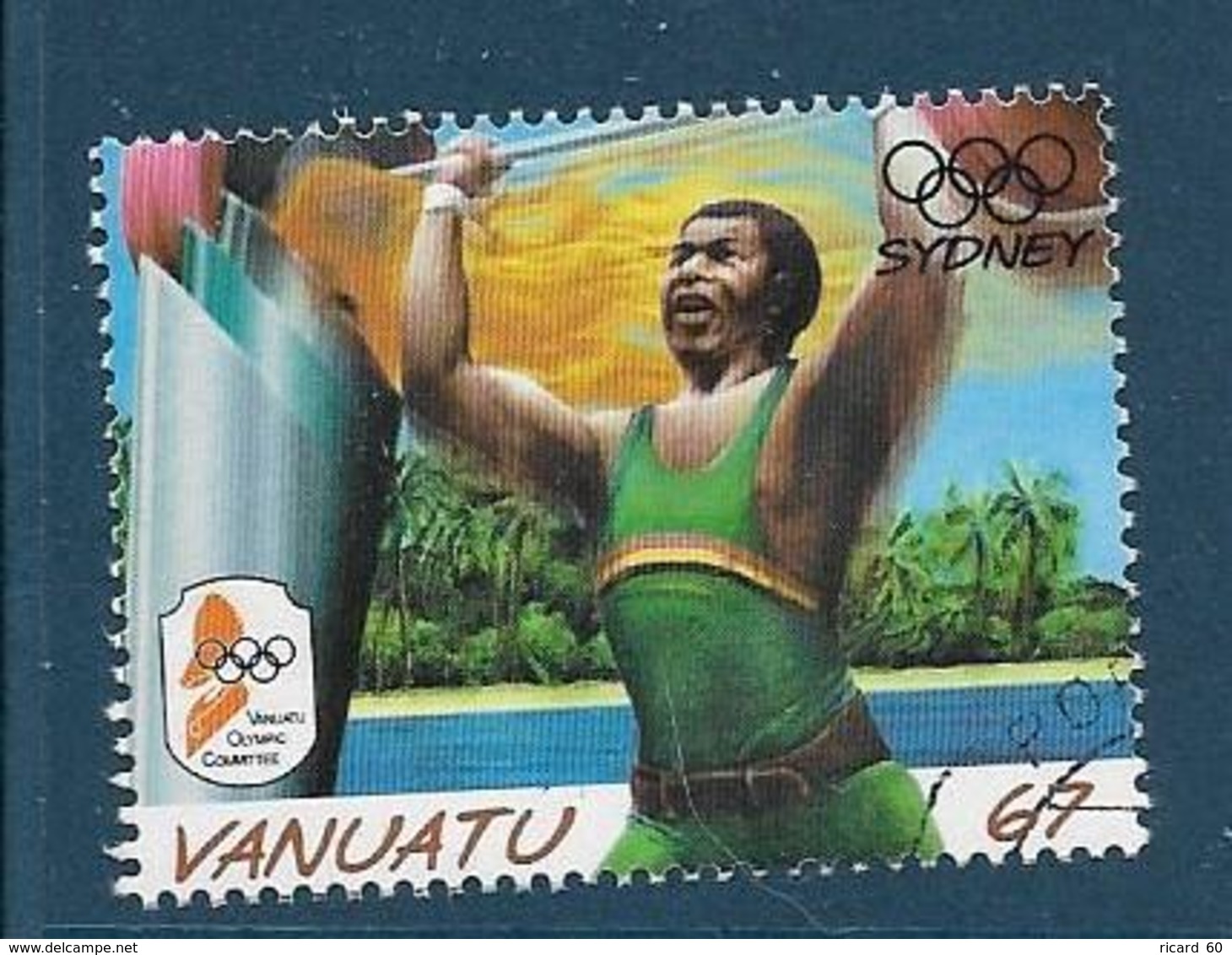 Timbre Oblitéré Vanuatu, N°1094 Yt, Jeux Olympiques De Sydney, Haltérophilie, 2000 - Vanuatu (1980-...)