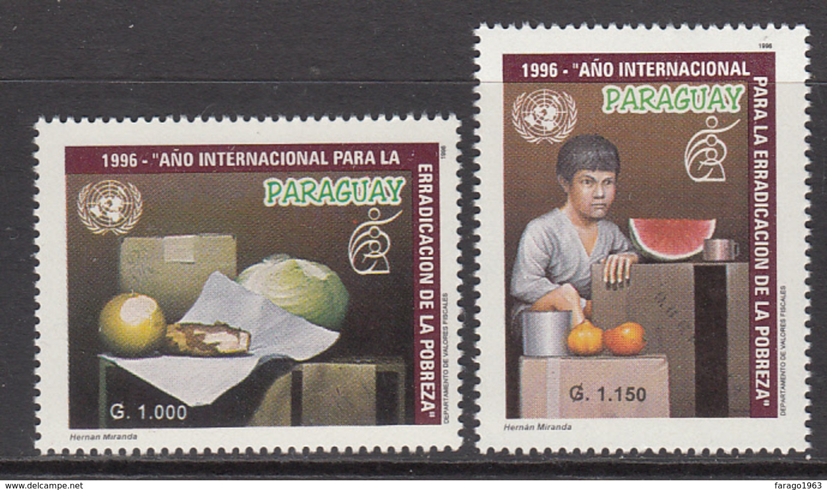 1996 Paraguay UN Eradication Of Poverty Complete Set Of 2 MNH - Paraguay