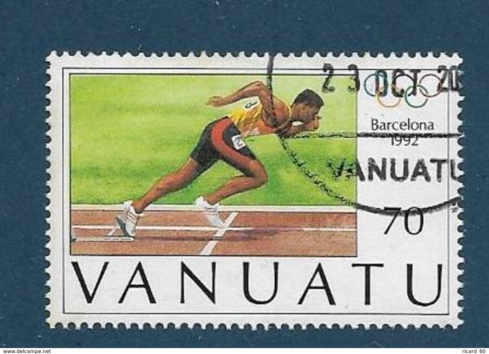 Timbre Oblitéré Vanuatu, N°893 Yt,jeux Olympiques De Barcelone 1992, Athlétisme, Course Homme - Vanuatu (1980-...)