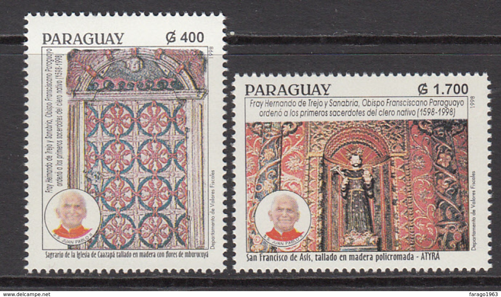 1998 Paraguay Pope John Paul II   Complete Set Of 2 MNH - Paraguay