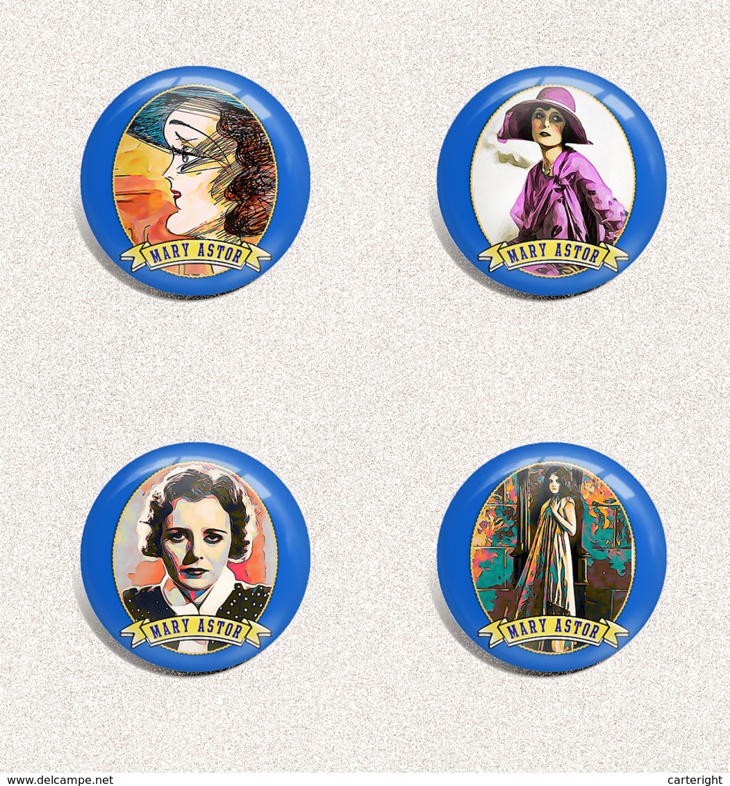 Mary Astor Movie Film Fan ART BADGE BUTTON PIN SET 5 (1inch/25mm Diameter) 35 X - Films