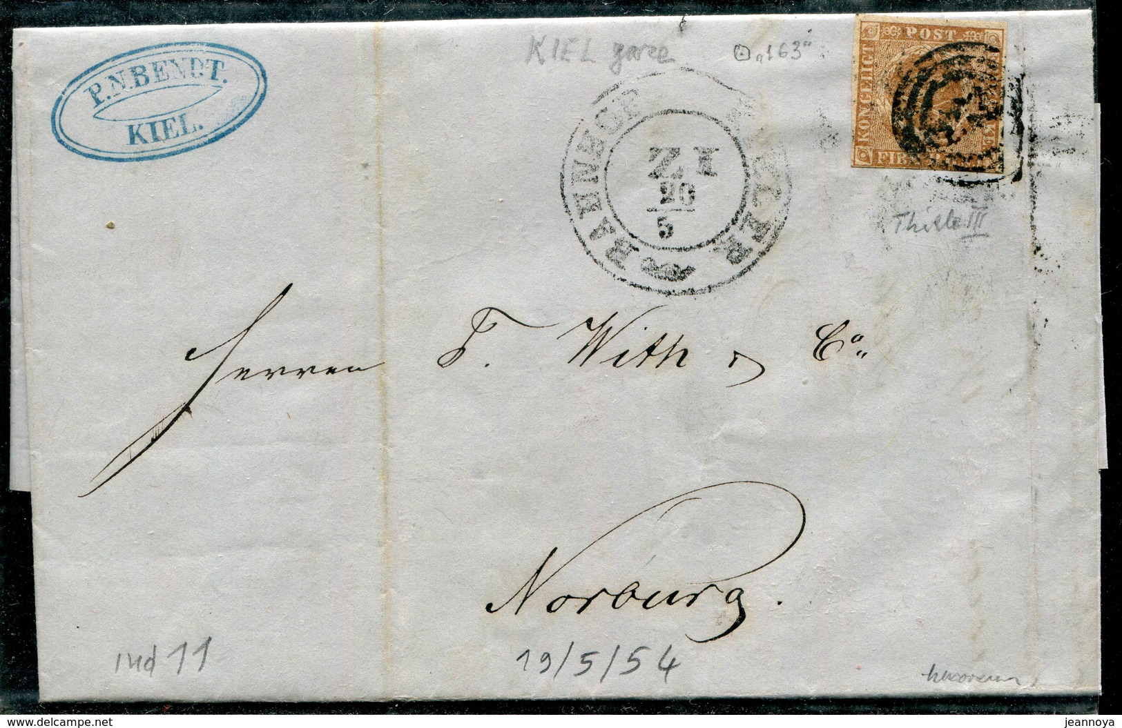 DANEMARK - N° 2 / LETTRE DE KIEL LE 19/4/1854 - B - Brieven En Documenten