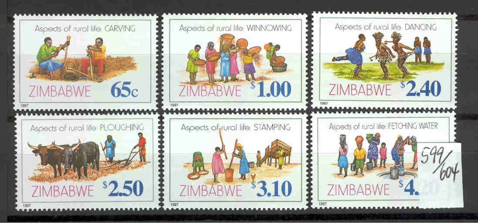 SIMBABWE - 599/604  Leben A.d. Lande   Kpl.A.postfr - Zimbabwe (1980-...)