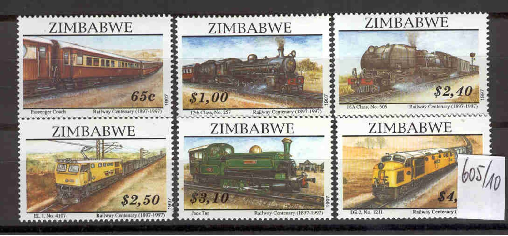 SIMBABWE - 605/10  Eisernbahnen  Kpl.A.postfr - Zimbabwe (1980-...)