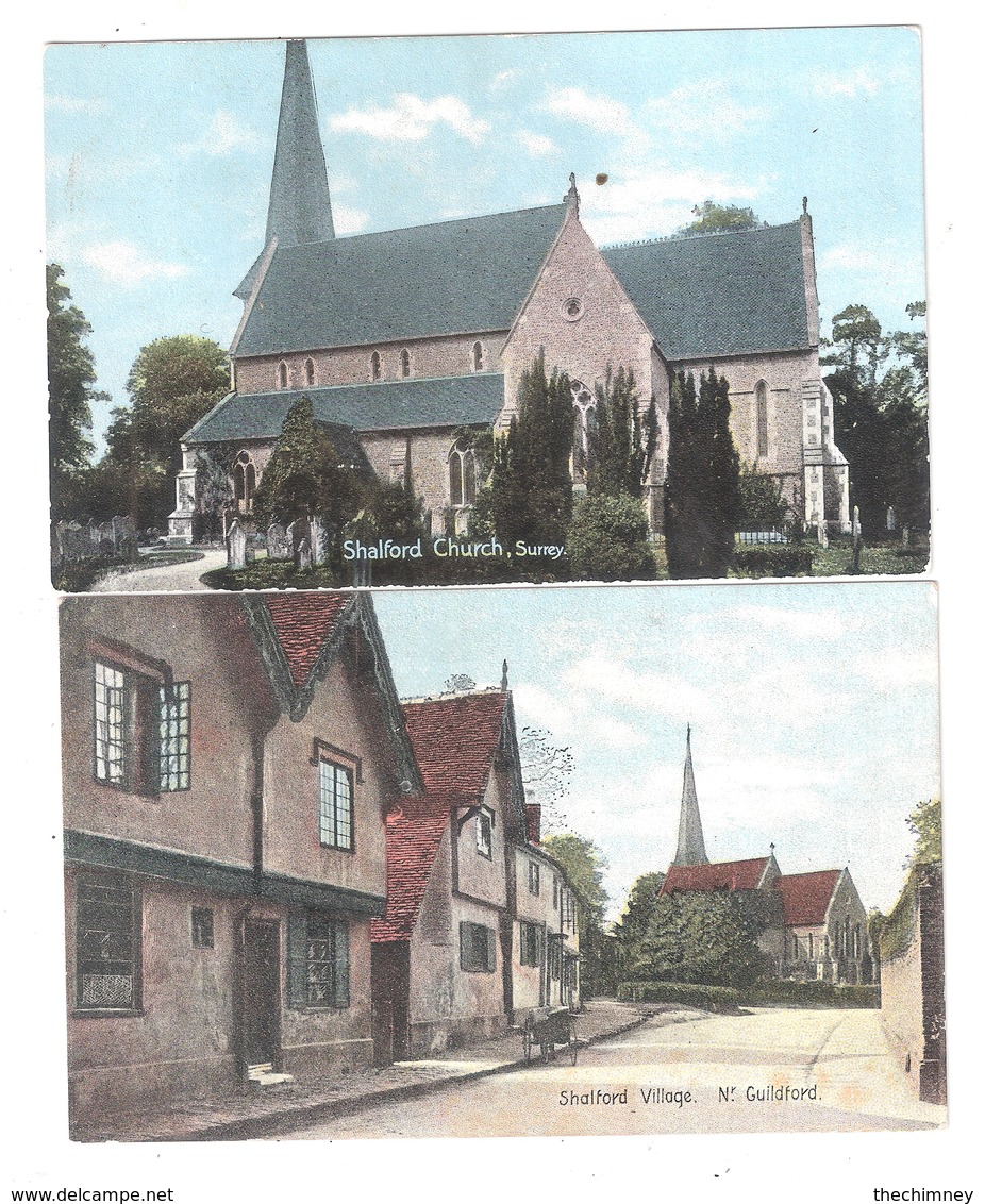TWO OLD POSTCARDS OF SHALFORD SURREY - Surrey