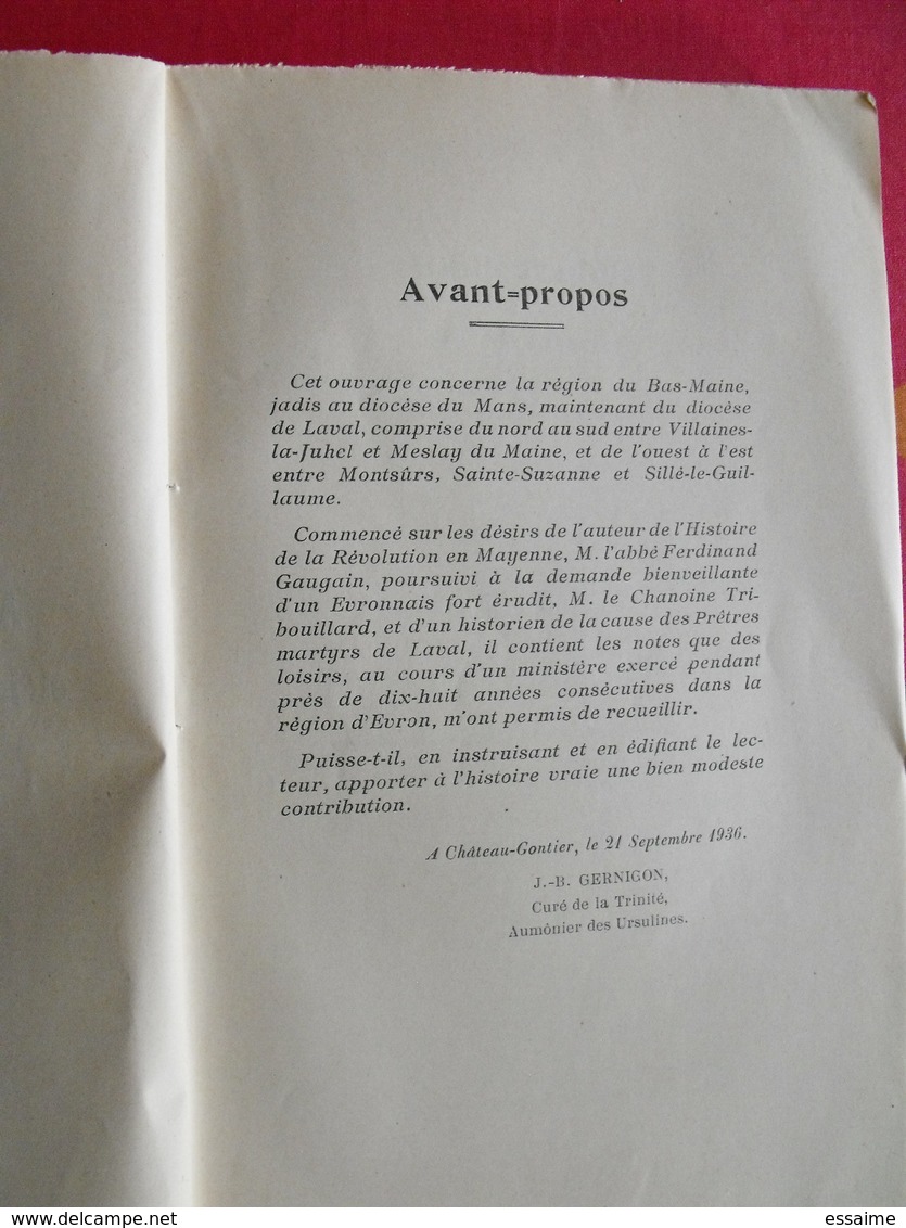 A Travers Les Coëvrons Et La Charnie. Notes D'histoire (1785-1814). J-B. Gernigon. Mayenne Chateau-Gontier 1937 - Pays De Loire