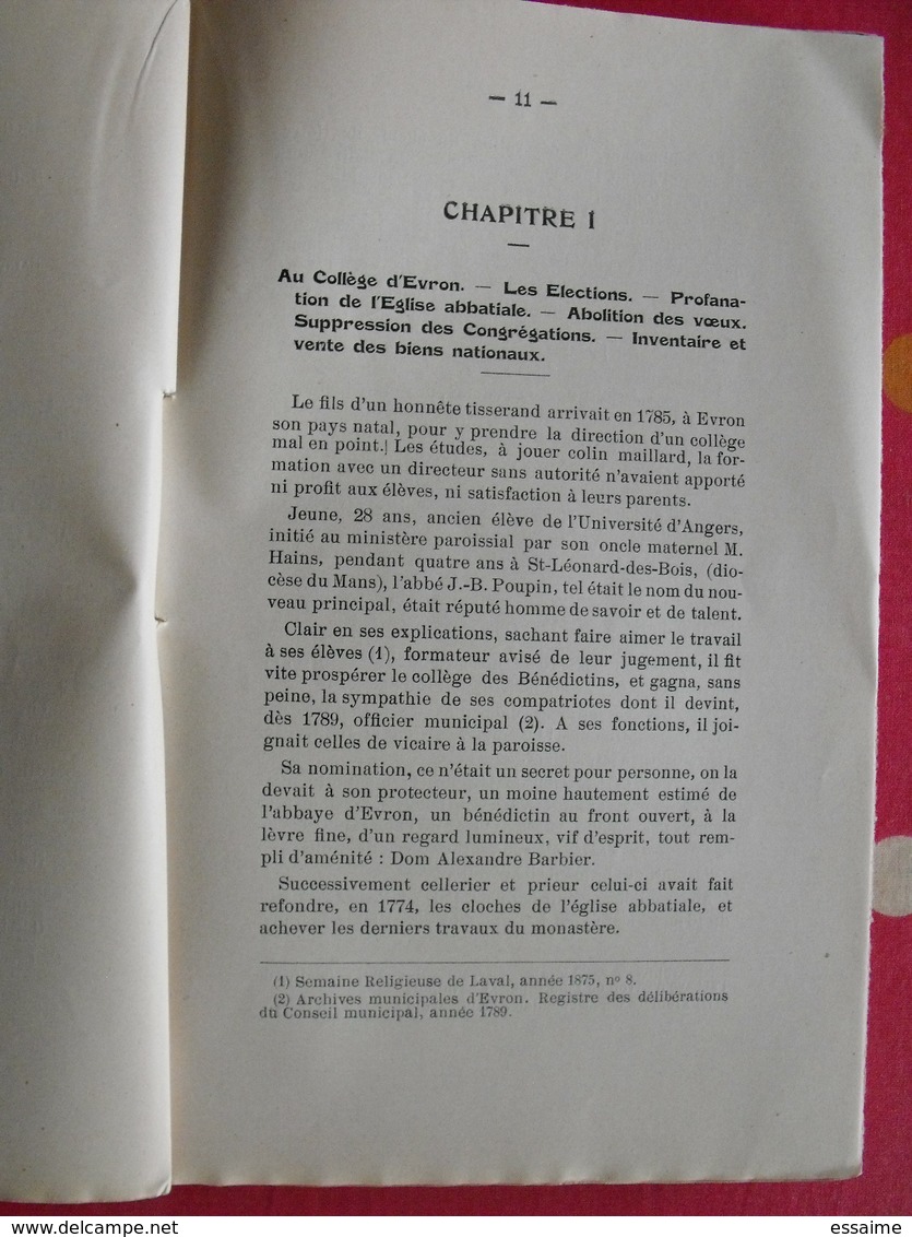 A travers les Coëvrons et la Charnie. notes d'histoire (1785-1814). J-B. Gernigon. Mayenne Chateau-Gontier 1937