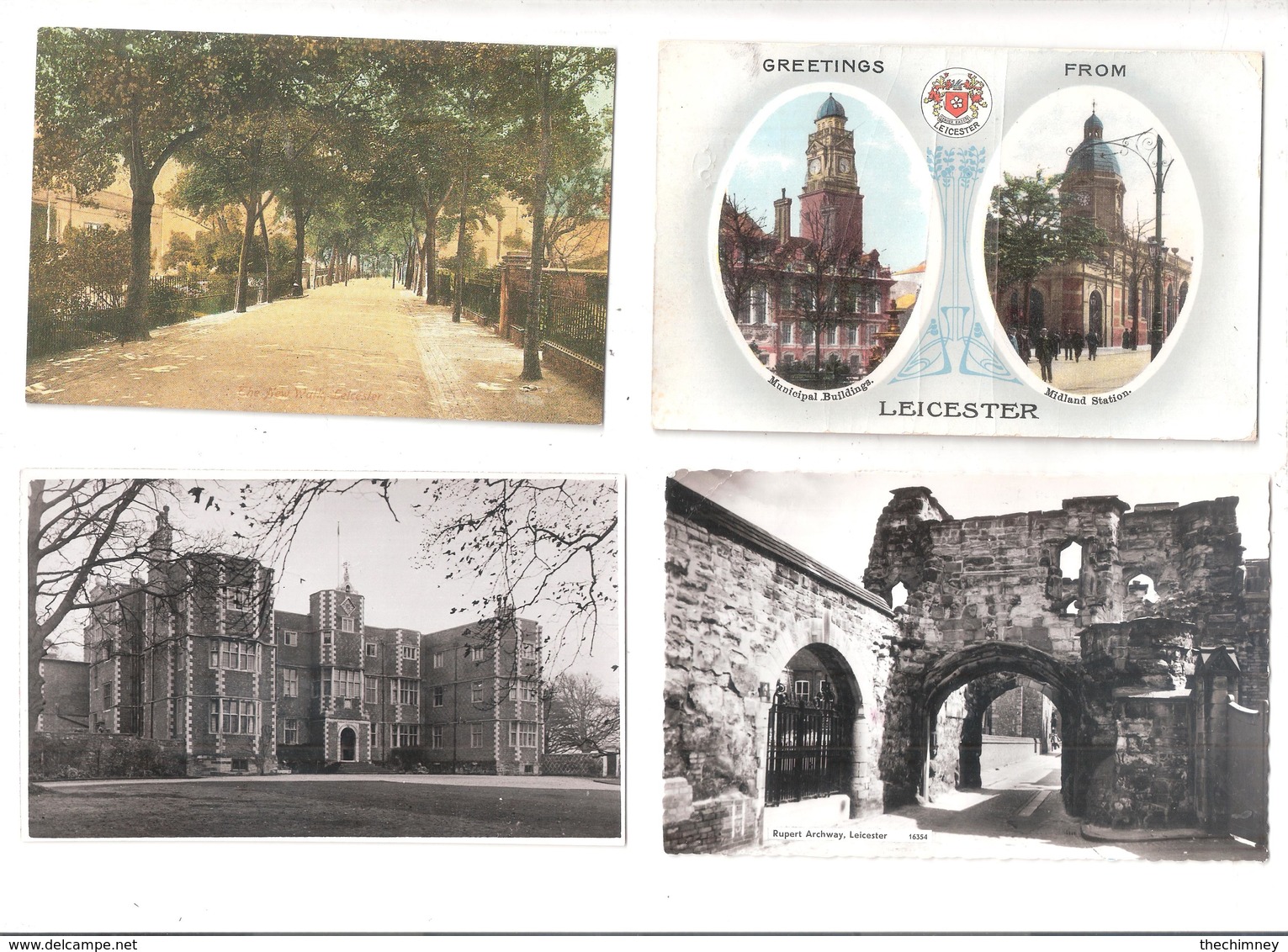 FOUR OLD POSTCARDS OF LEICESTER LEICESTERSHIRE - Leicester