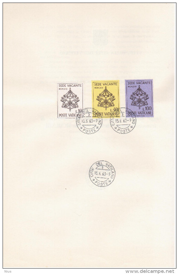 Vatican Vaticane Vaticano 1963 First Day Sheet - Carnets