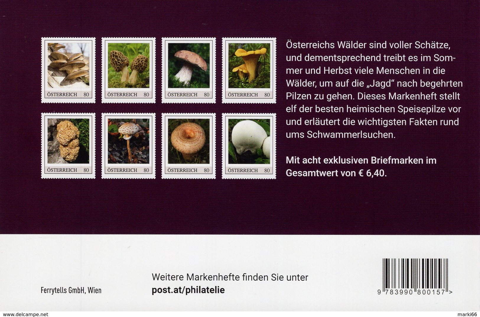 Austria - 2018 - Edible Mushrooms - Mint Stamp Booklet - Nuovi