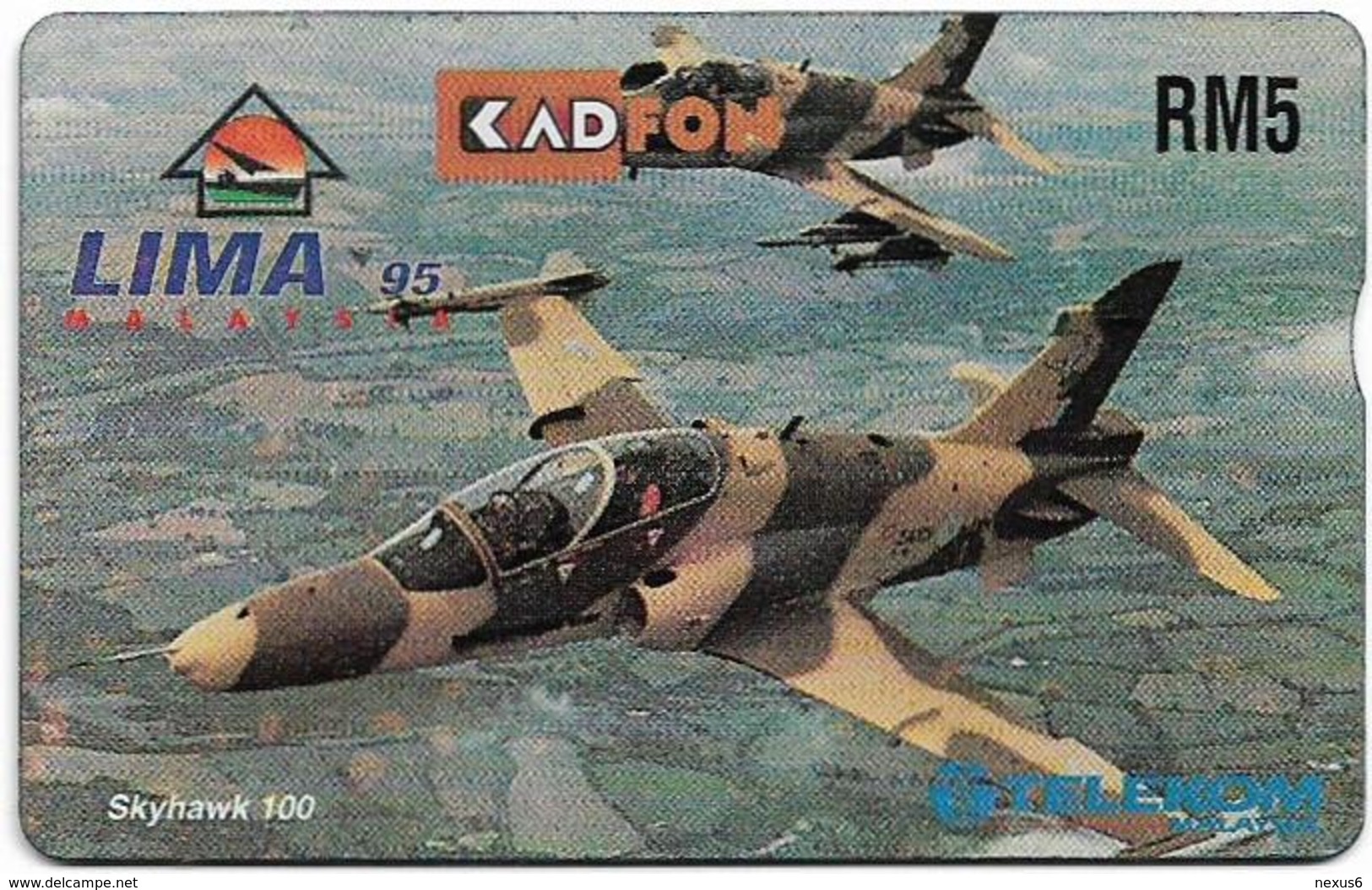 Malaysia (Kadfon) - L&G Full Face - 511C - LIMA '95, Airforce Skyhawk 100 - 1995, 5RM, 25.000ex, Used - Malaysia