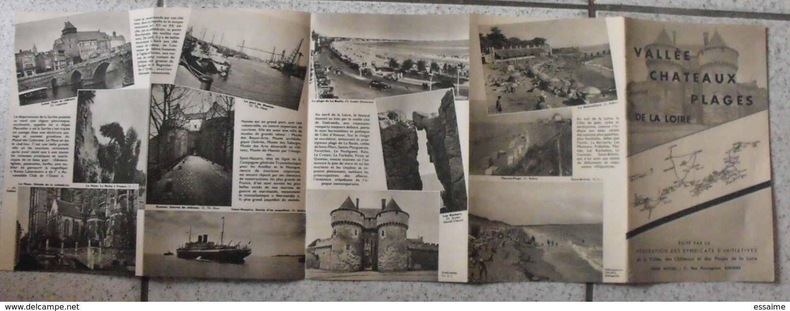 Vallée Chateaux Plages De La Loire. Dépliant Touristique Très Illustré. Angers. Anjou Tours Vers 1950 - Pays De Loire