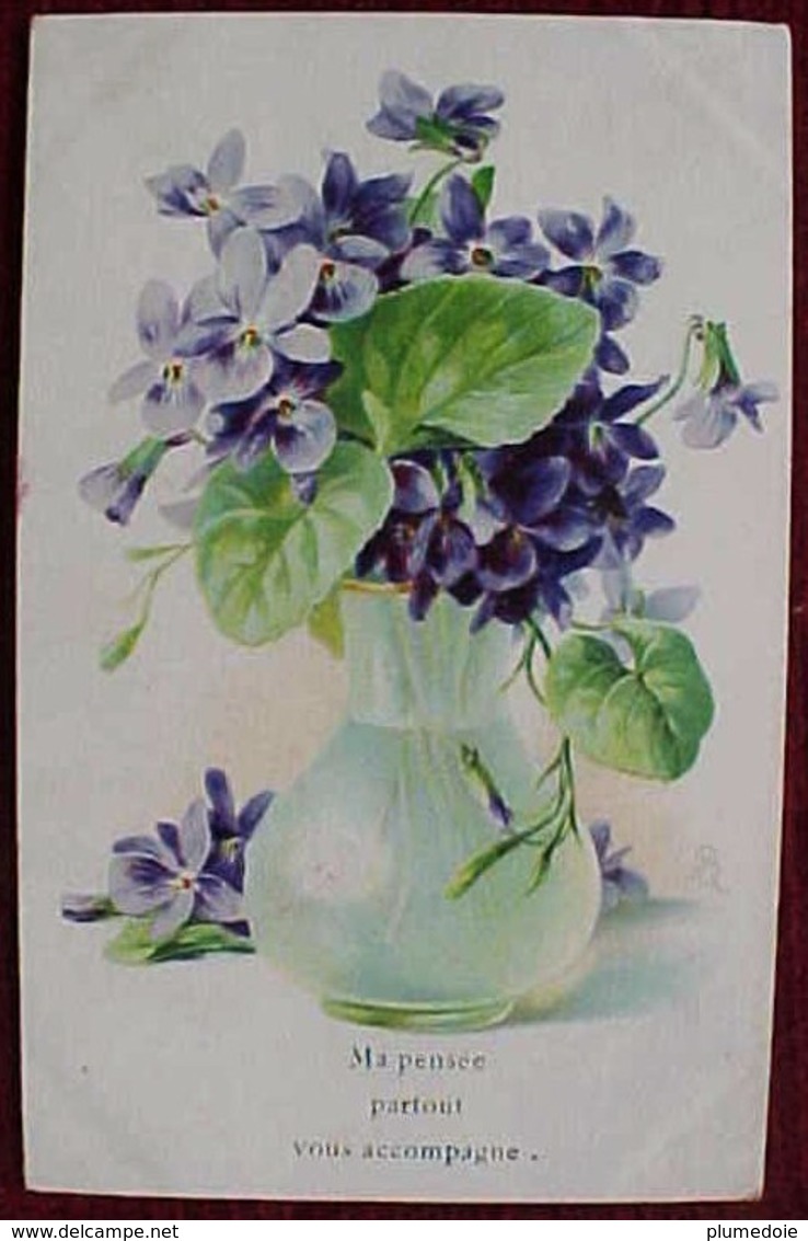 Cpa  Précurseur ILLUSTRATEUR FLEURS Dans Un Vase , BELLES VIOLETTES Signée , VIOLET  PURPLE FLOWERS  A/s MB . EARLY PC - Fleurs