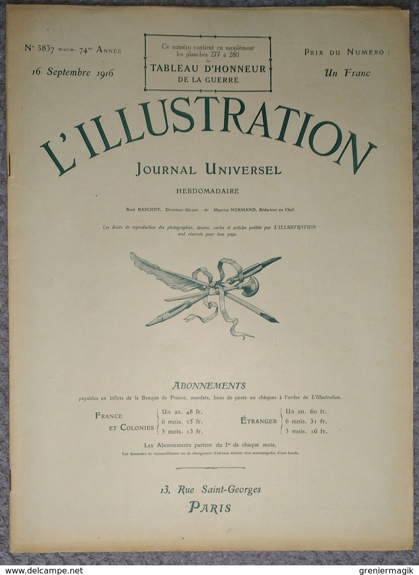 L'Illustration 3837 16 Septembre 1916 Anzac Et Sulva/Pierre Loti/Salonique/Cléry-sur-Somme/Zeppelin L 21 Abattu - L'Illustration