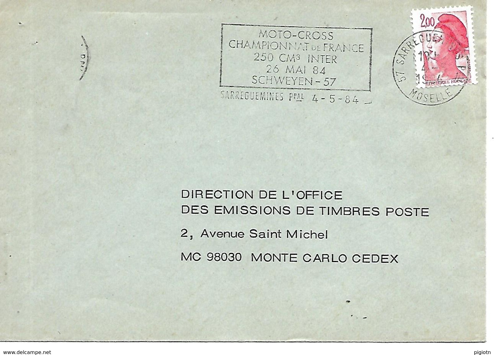 COR108 -ANNULLO SARREGUEMINES PPAL - MOTOCICLISMO -CHAMPIONNAT DE FRANCE MOTO-CROSS 26 Mai 84 - 4.5.84 - Moto