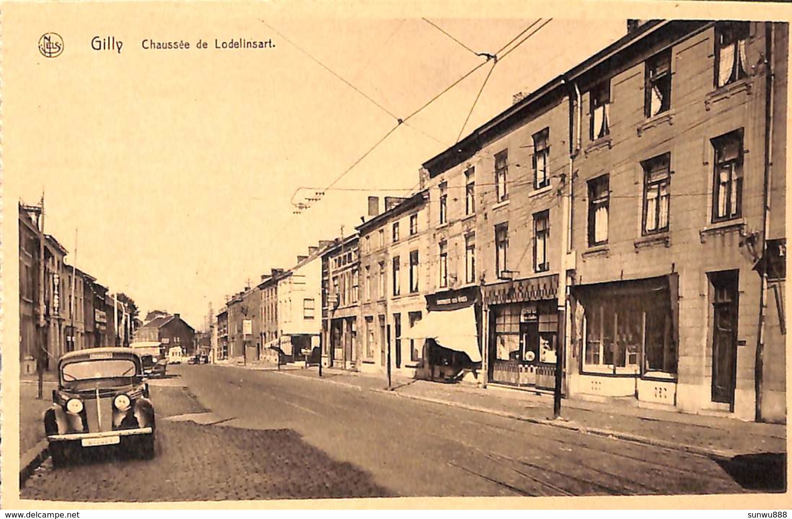 Gilly - Chaussée De Lodelinsart (animée, Oldtimer, Commerce Café, Tram Au Loin...) - Charleroi