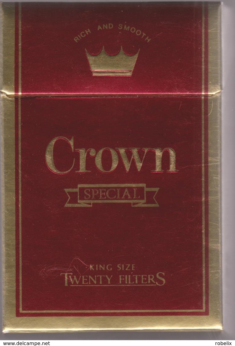 CROWN  - Empty  Cigarettes Carton Box - Around (environ) 1965-70 - Etuis à Cigarettes Vides