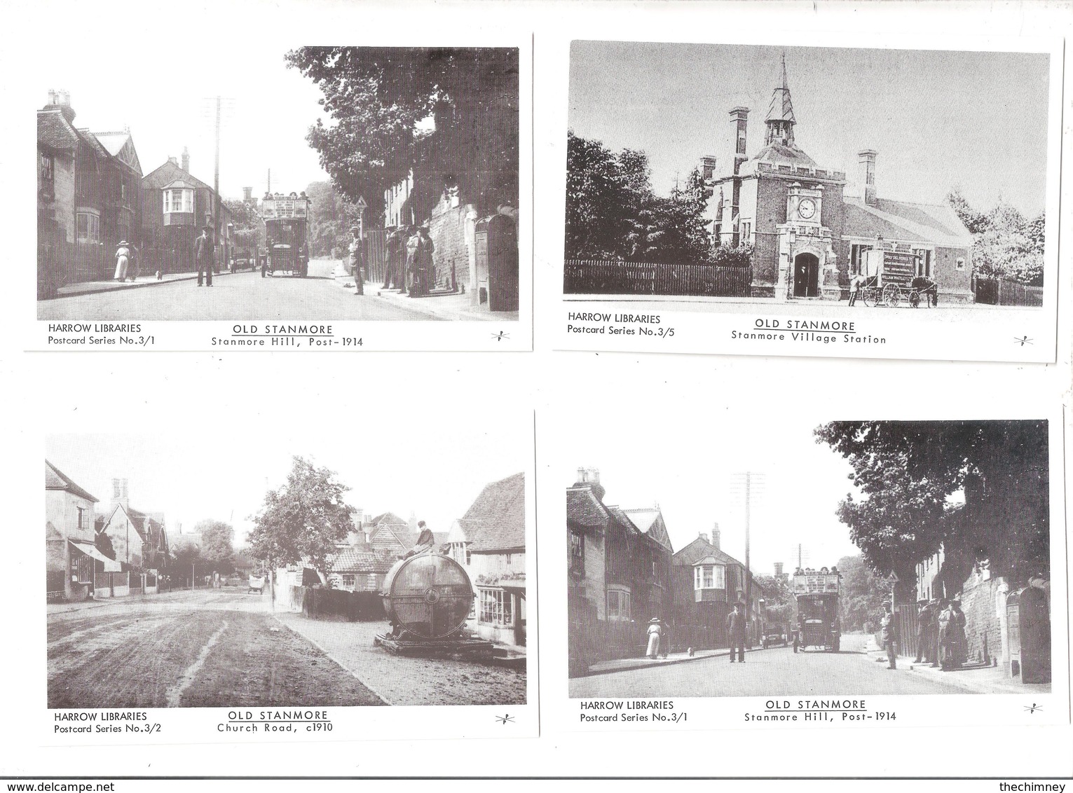 FOUR DIFFERENT HARROW LIBRARIES POSTCARD SERIES OF OLD STANMORE 1970'S 1980'S ??? - Middlesex