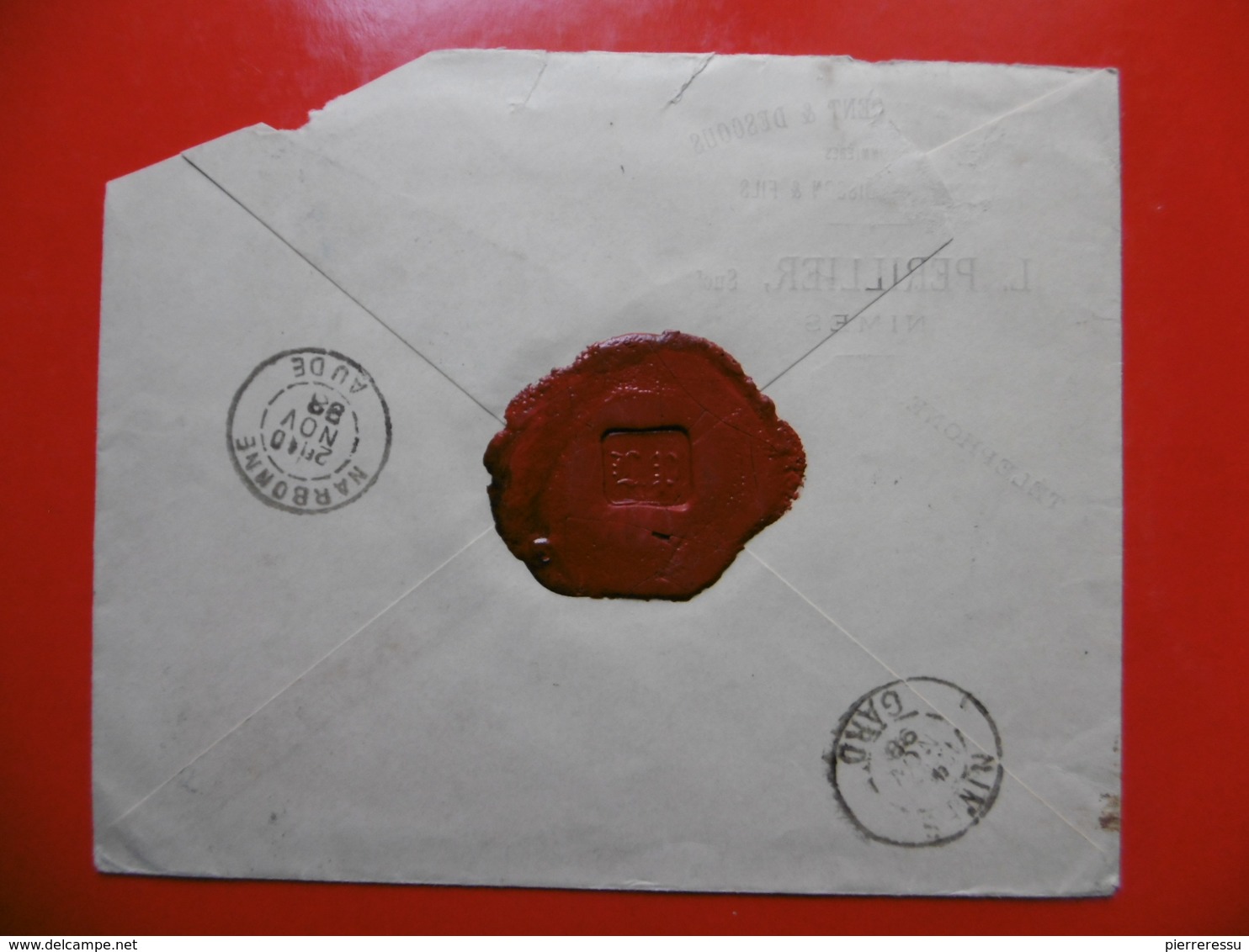 LETTRE RECOMMANDE 4 TIMBRES TYPES SAGE CACHET NIMES A CACHET OCTOGONAL 1898 - 1877-1920: Semi Modern Period
