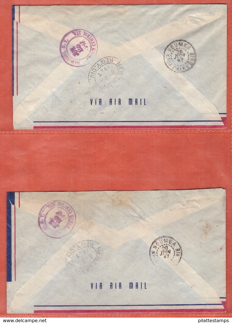 WALLIS 2 LETTRES RECOMMANDEES SIGNEES DECARIS SERIE TCHAD AU RHIN DE 1947  POUR NEW YORK ETATS UNIS - Covers & Documents