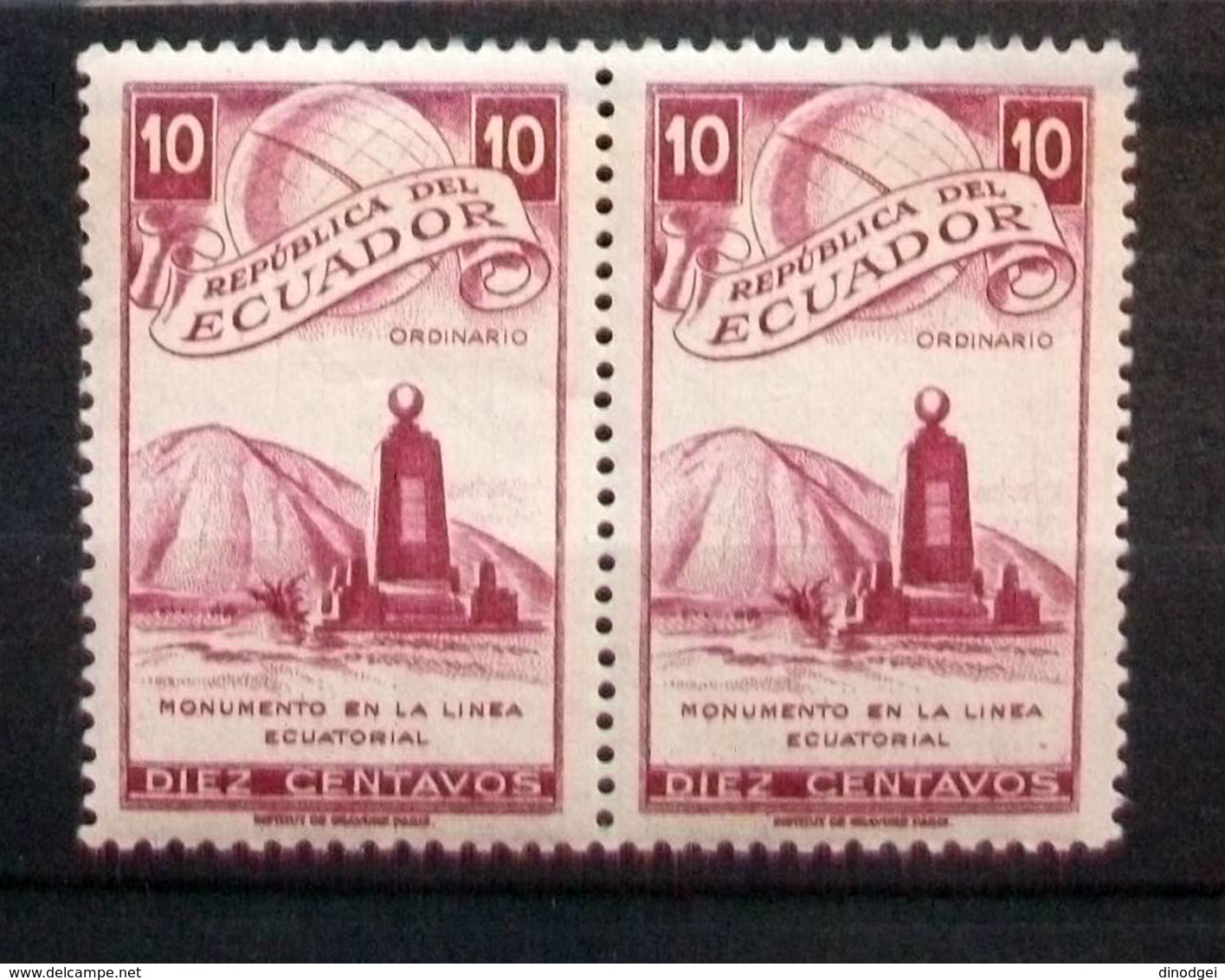 025- ECUADOR - 1949 - " Monumento Linea Equatoriale " Coppia Nuova MNH - Ecuador