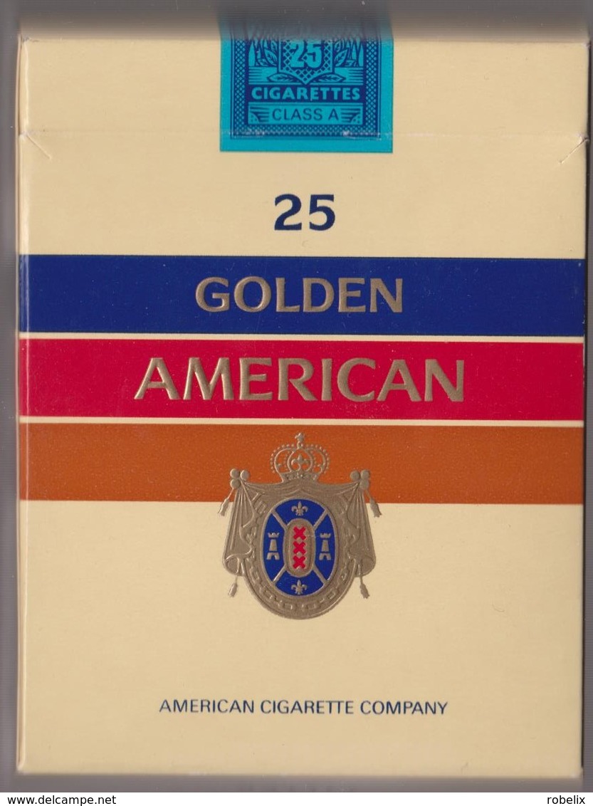 25 GOLDEN AMERICAN-  Empty Cigarettes Carton Box - Around 1970 - Etuis à Cigarettes Vides