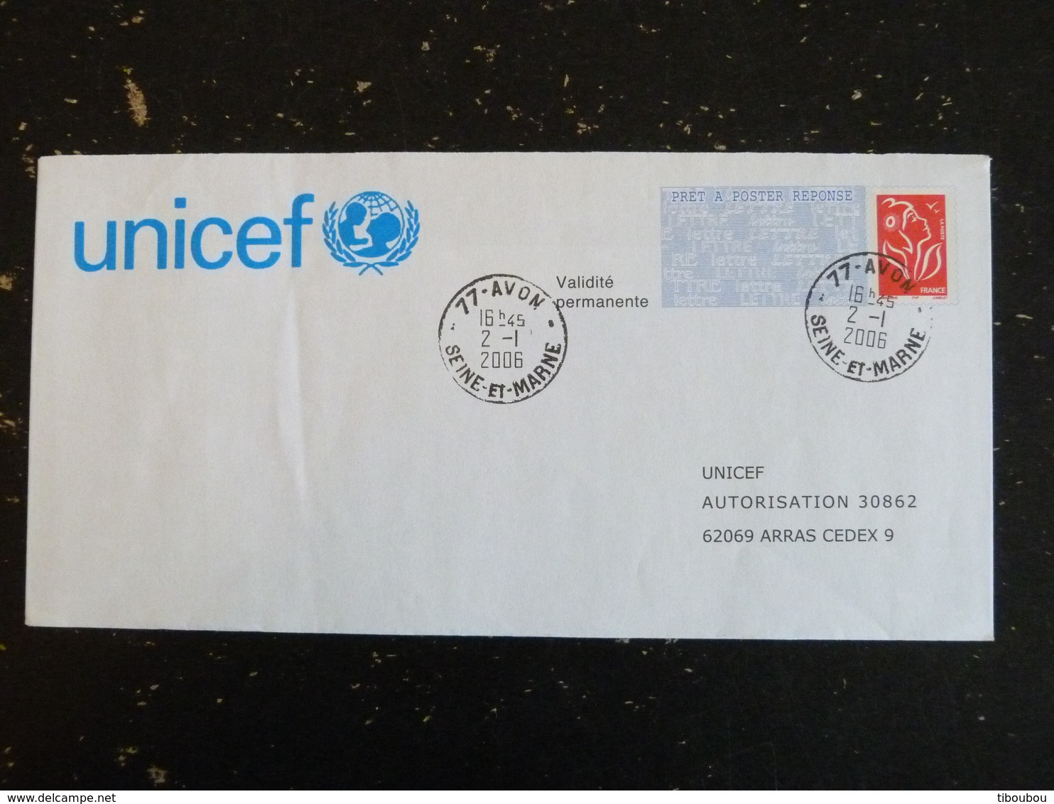 AVON - SEINE ET MARNE - CACHET ROND MANUEL SUR PAP REPONSE LAMOUCHE - UNICEF - Prêts-à-poster:Answer/Lamouche