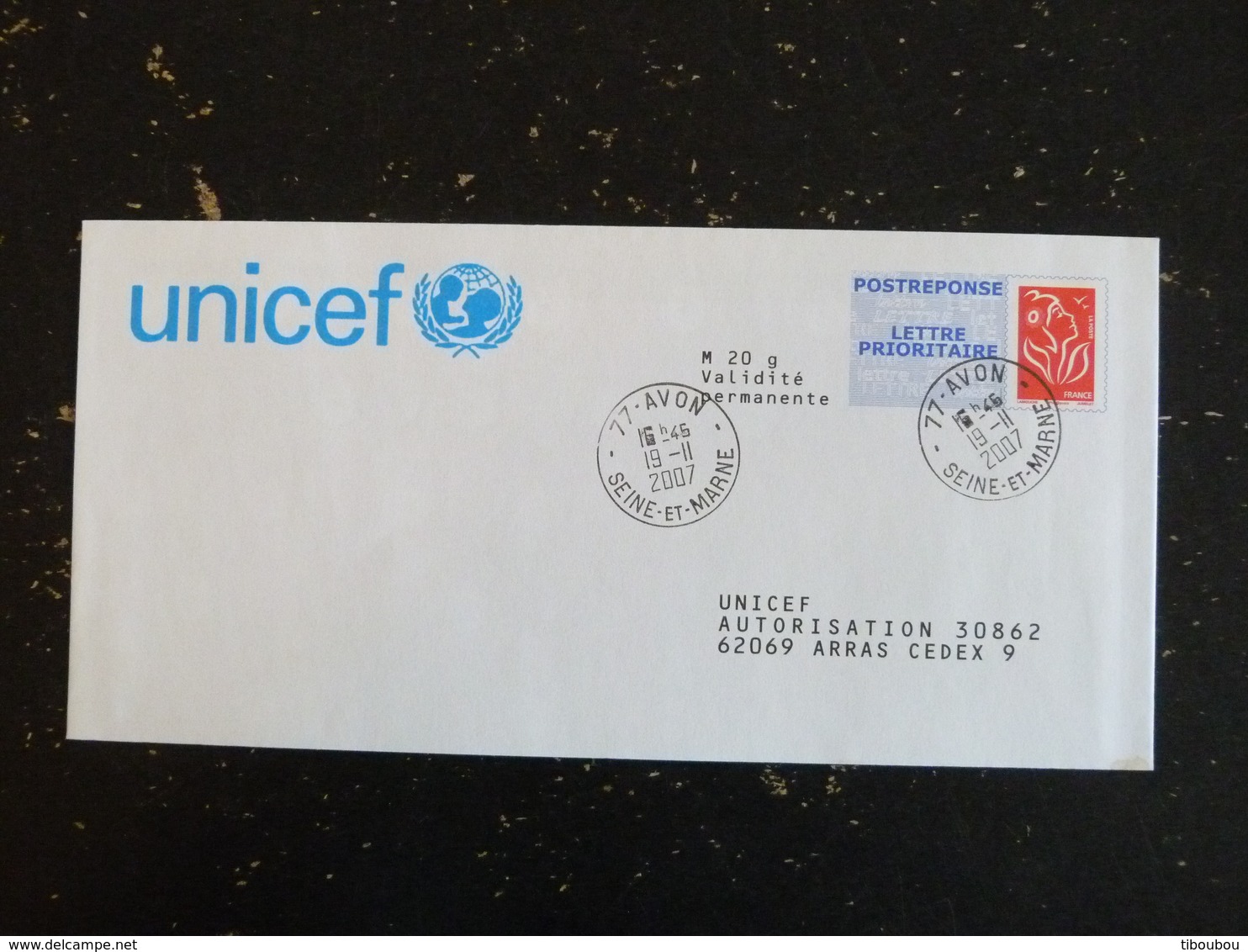 AVON - SEINE ET MARNE - CACHET ROND MANUEL SUR PAP REPONSE POSTREPONSE LAMOUCHE - UNICEF - PAP: Antwort/Lamouche