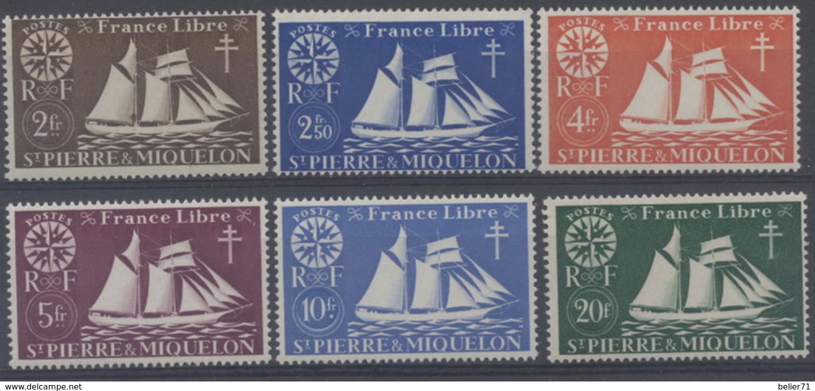 France, Saint Pierre Et Miquelon : N° 304 à 309 Xx Neuf Sans Trace De Charnière Année 1942 - Ungebraucht