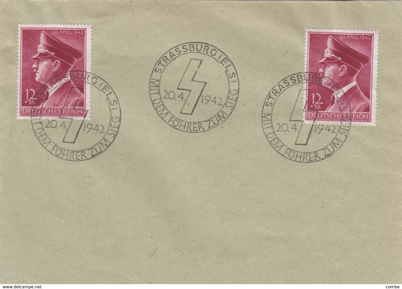 LETTRE. DEUTSCHES REICH.  STRASSBURG 20 4 1942. MIT DEM FUHRER Mi 813 MeF - Lettres & Documents