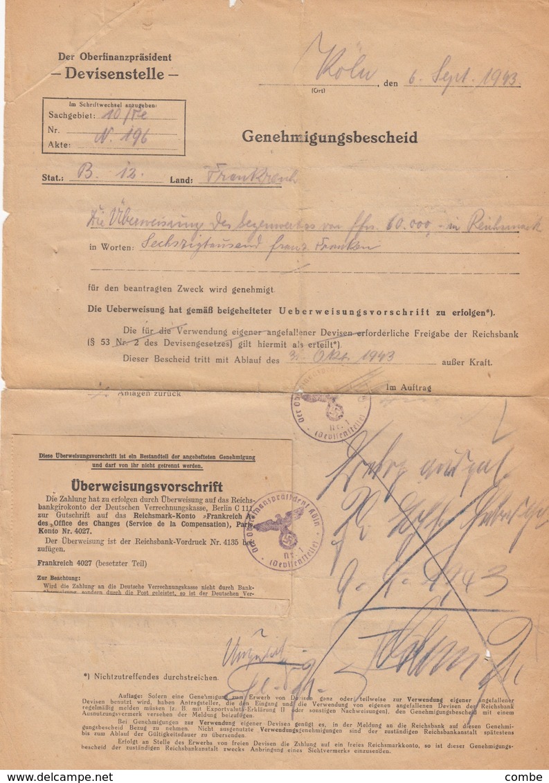 DOCUMENT REICH 1943 - Lettres & Documents