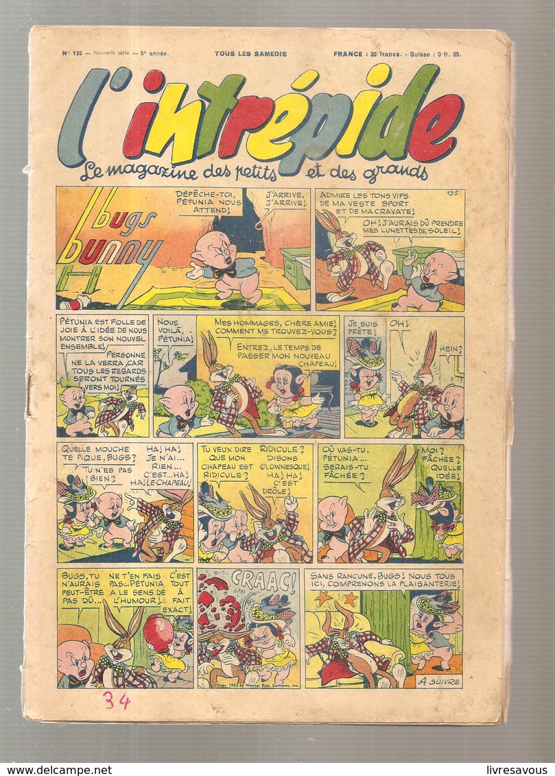 L'intrépide Magazine N°135 De 1952 Bugs Bunny - L'Intrépide
