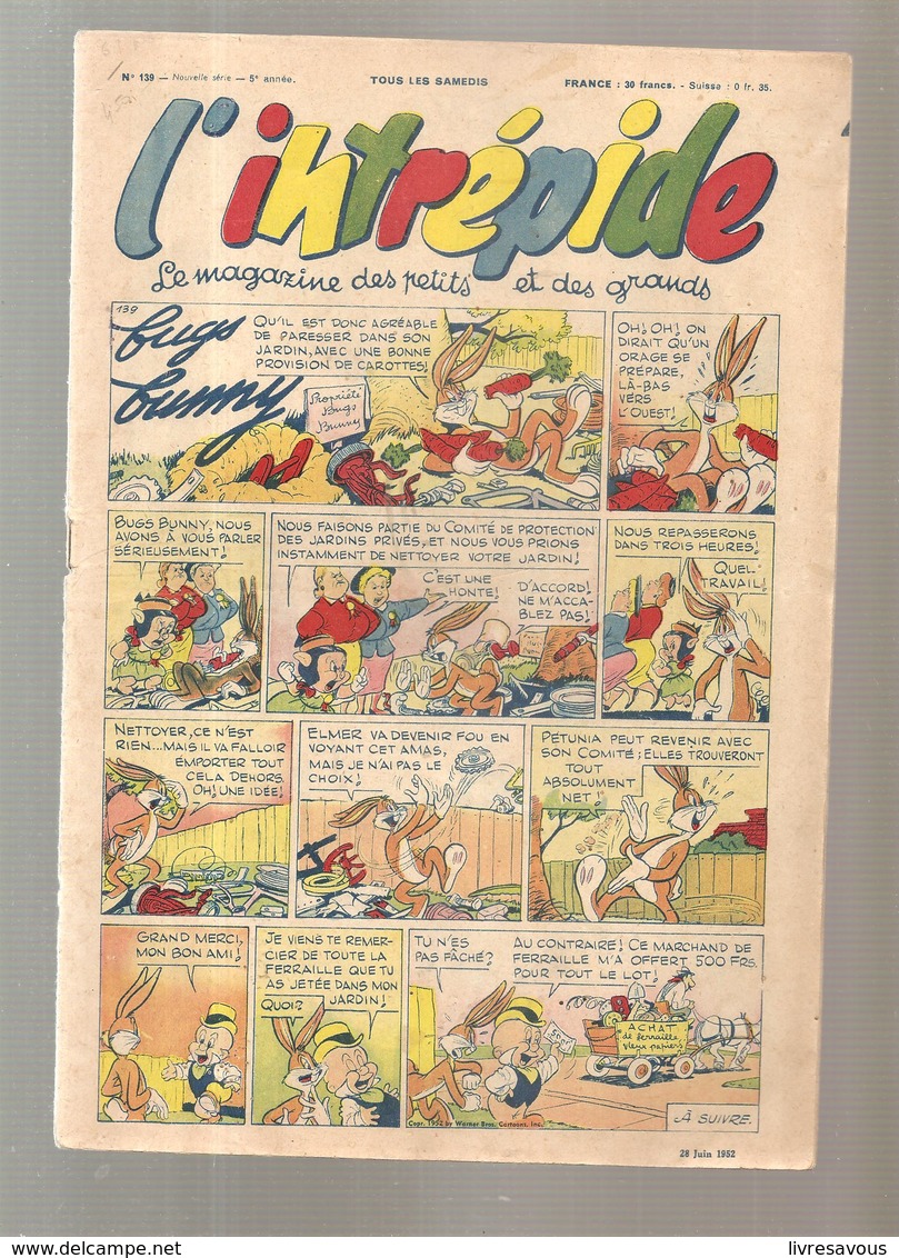 L'intrépide Magazine N°139 De 1952 Bugs Bunny - L'Intrépide