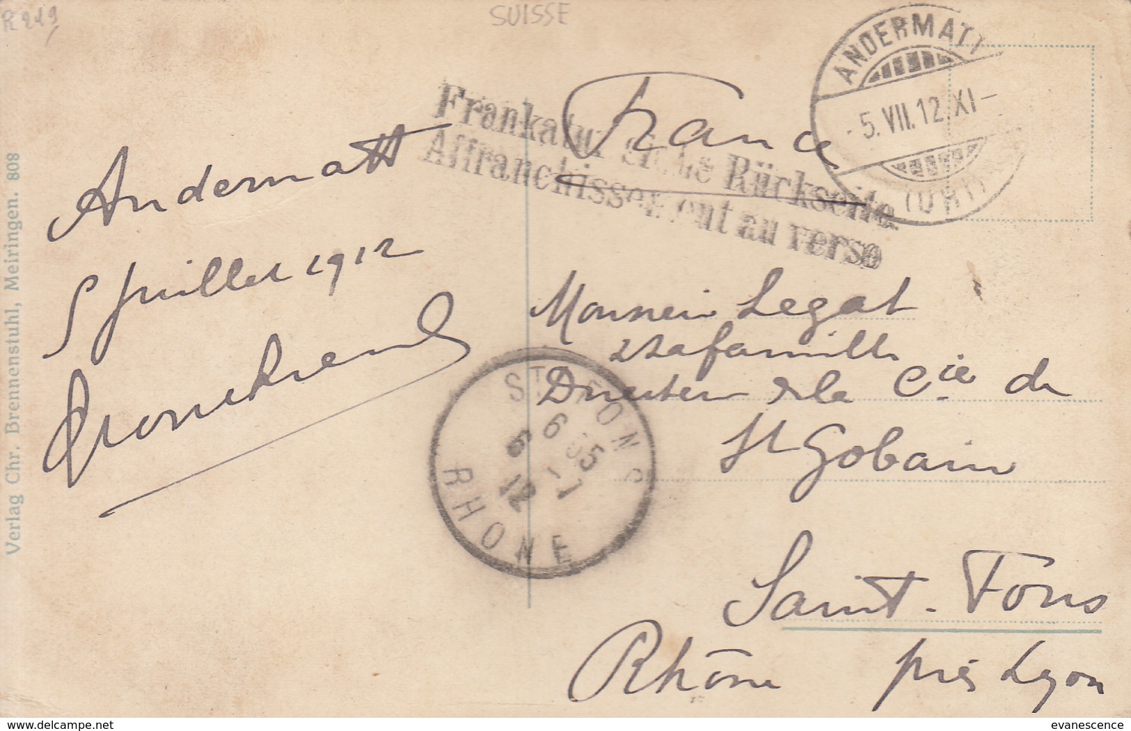 CACHET DE SUISSE    /// REF  MARS .19 //  N° 8187 - Poststempel