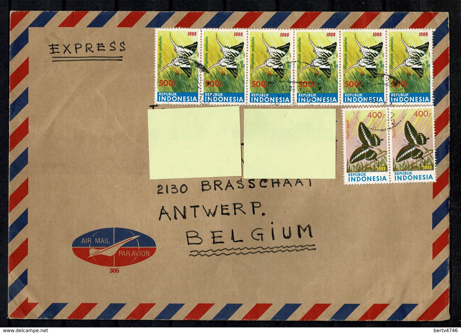 Indonesia 1988 Express Cover From Jakarta To Brasschaat (Belgium) (2 Scans) - Indonésie