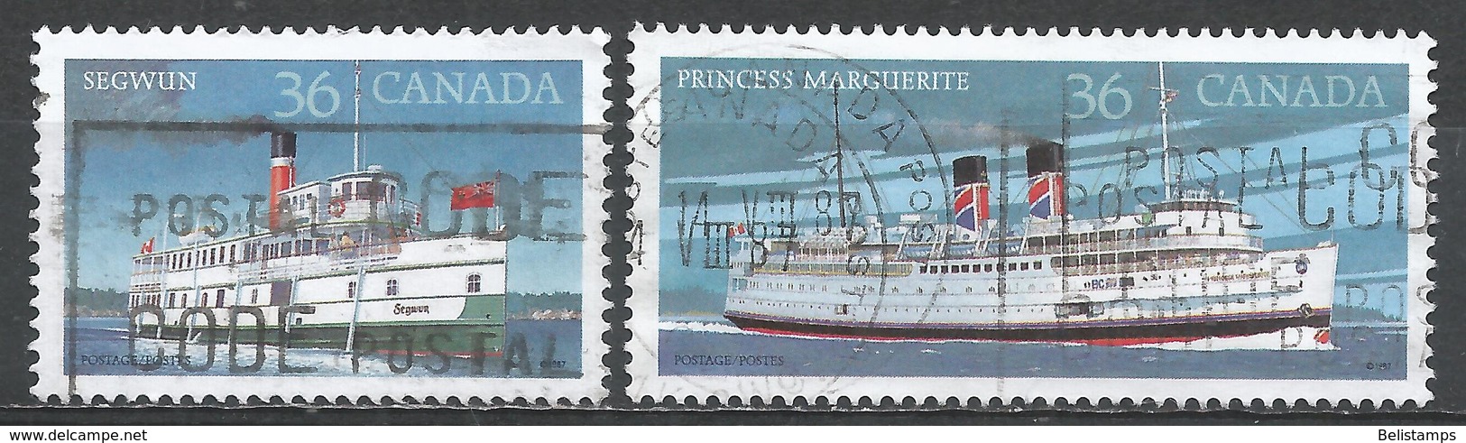 Canada 1987. Scott #1139-40 (U) Segwun, 1887 & Princess Marguerite, 1948, Steamships ** Complete Set - Oblitérés