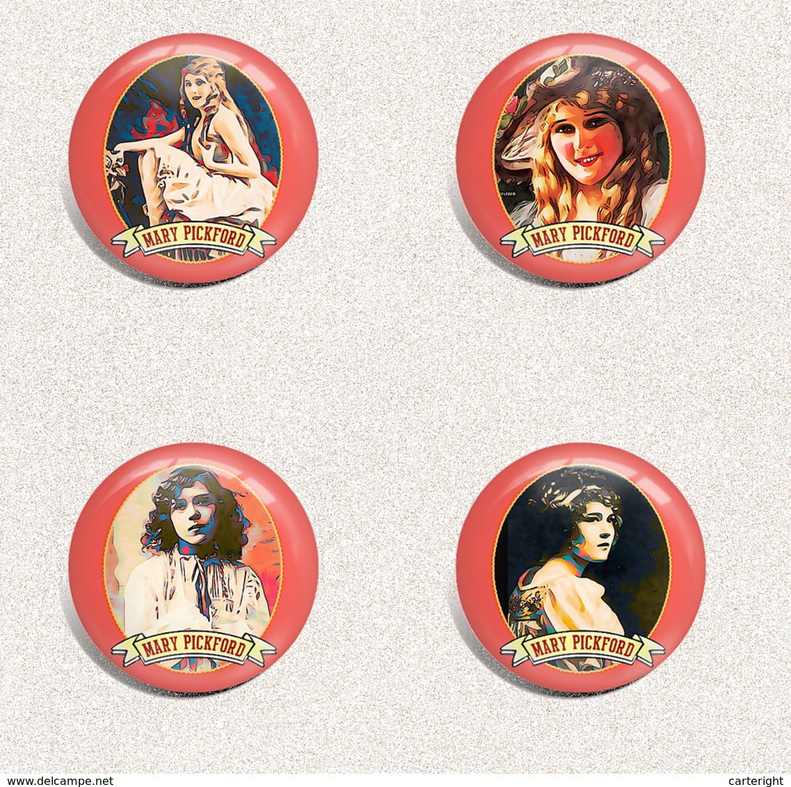 Mary Pickford Movie Film Fan ART BADGE BUTTON PIN SET 1 (1inch/25mm Diameter) 35 X - Films