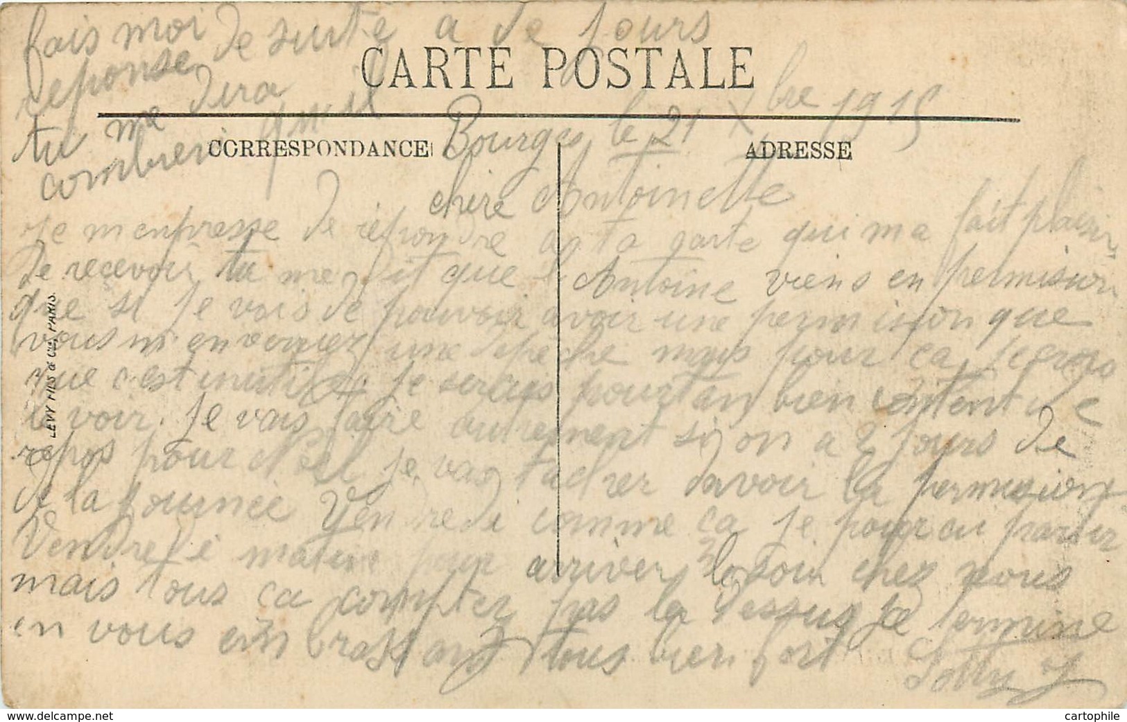 18 - LOT de 24 cpa de BOURGES écrites par le soldat Jean Sotty d'Oudry (71) de 1915 à 1918 en garnison au 1er RA