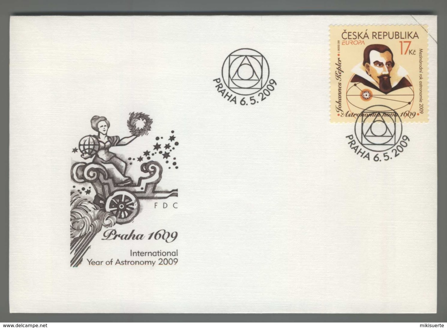 C3740 Ceska Republika FDC 2009 EUROPA JOHANNES KEPLER YEAR OF ASTRONOMY 17 KC - FDC