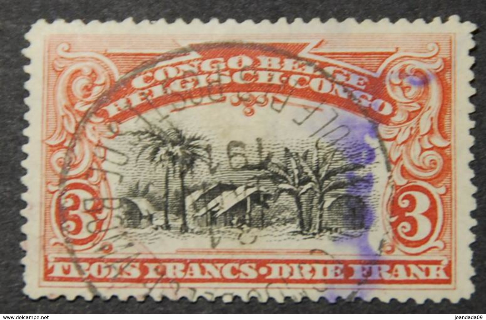 N°61 Oblitéré Congo Belge Contrôle Des Postes De Boma 31 Janvier 1914. Oblitération Très Rare Pour Le 3 Francs RRR - Gebraucht